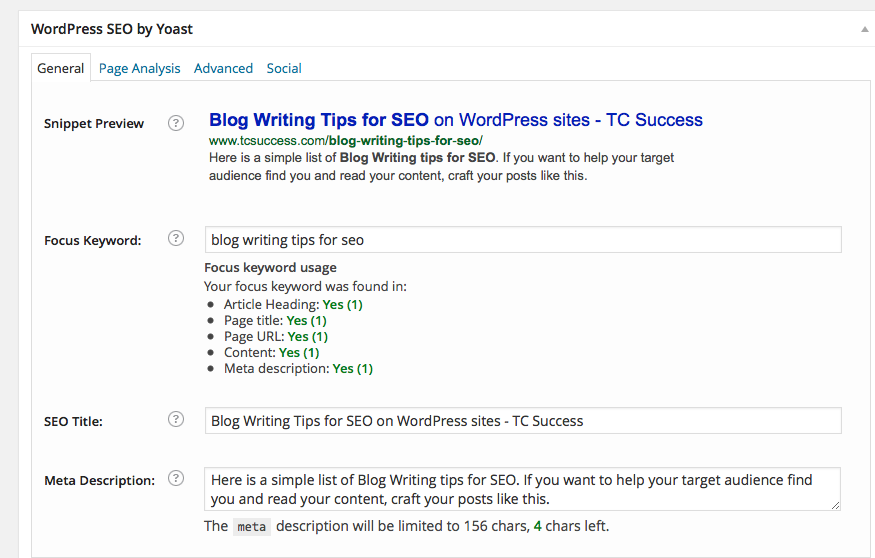 SEO for WordPress by Yoast Tool - provides SEO tips for blog writing.